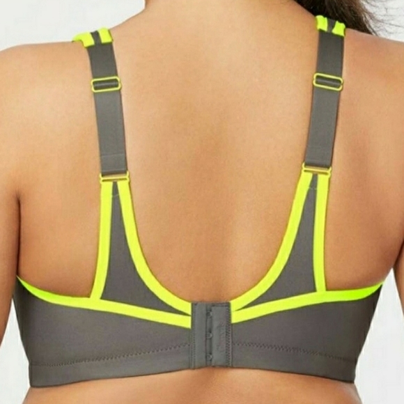 Glamorise Full Figure High Impact Sports Bra Size 34DD Grey New - Picture 3 of 9
